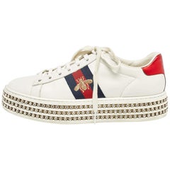 Gucci White Leather Ace Web Sneakers Size 37