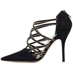 Dior Suede Captiva Cage Pointed Toe Pumps Size 38