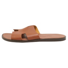 Hermes Brown Leather Izmir Sandals Size 43.5