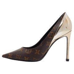 Louis Vuitton Brown Monogram Canvas and Leather Chérie Pumps Size 37.5