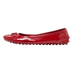 Louis Vuitton Red Patent Leather Oxford Ballet Flats Size 38