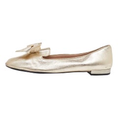 Mocassini con fiocco in pelle dorata Miu Miu Taglia 38,5