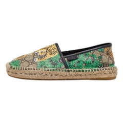 Gucci Bengal Tiger Print Supreme Canvas Leder Pilar Espadrille Loafers mit Tigermuster 40,5
