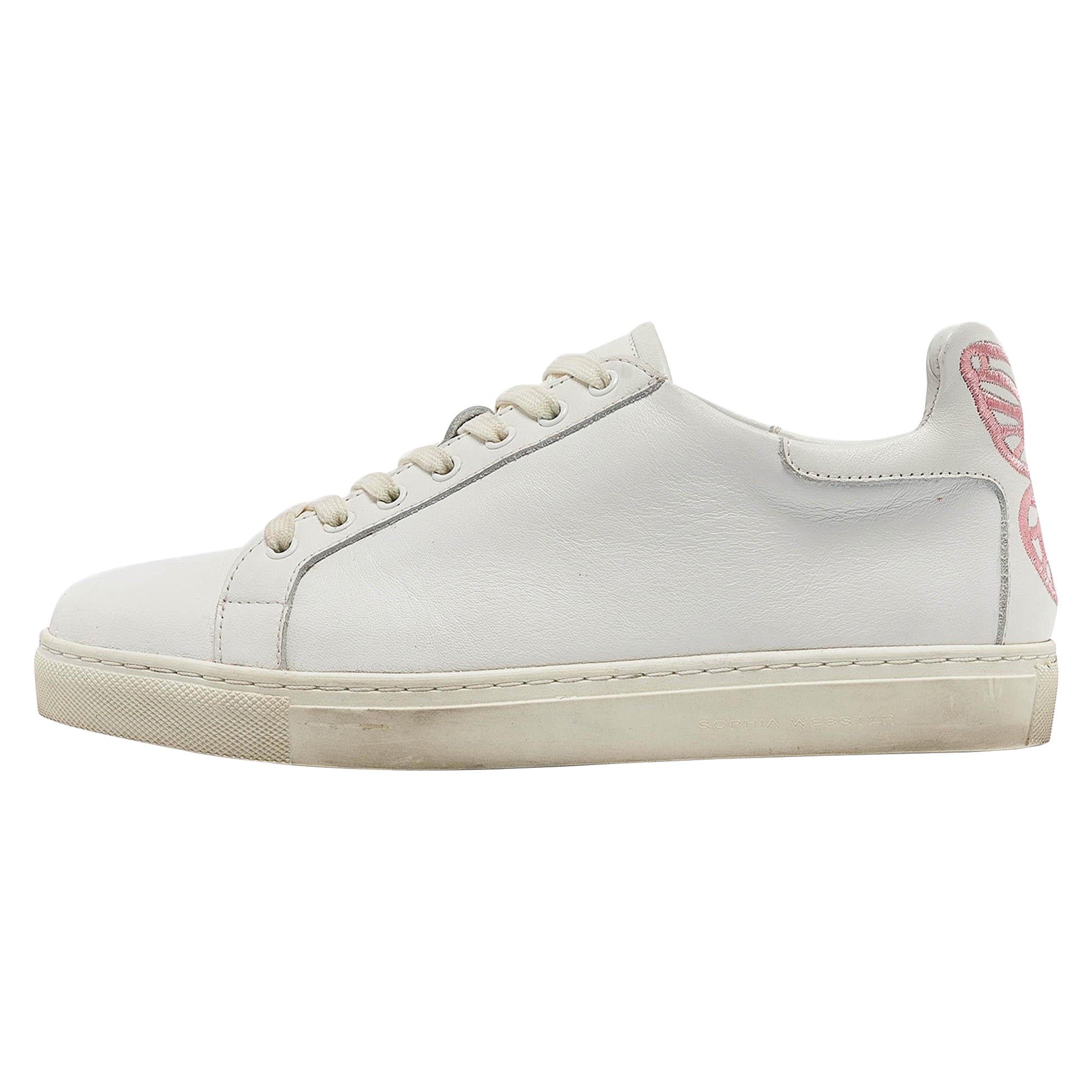 Sophia Webster White Leather Bibi Butterfly Sneakers Size 36.5 For Sale