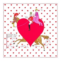 Hermes Tea Time Blanc  Farmboise  Rouge Vif Silk Scarf 70
