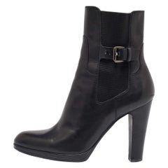 Sergio Rossi Botines de piel negra con detalle de hebilla Talla 40