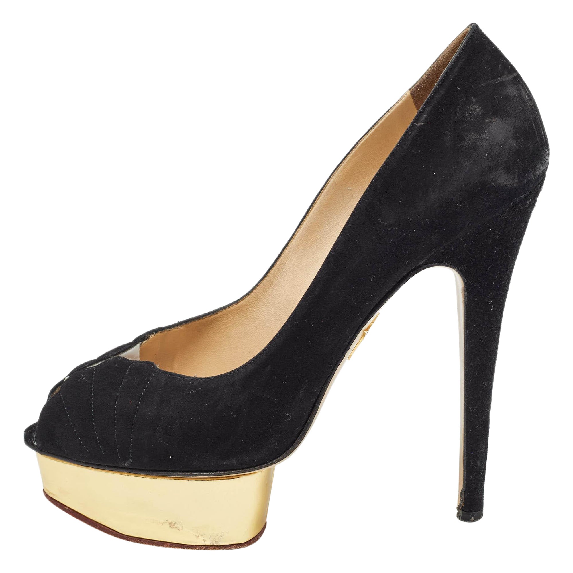 Charlotte Olympia - Escarpins à plateforme en daim noir - Taille 40