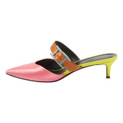 Hermes Raso Tricolore e Pelle Blink Mule Taglia 39