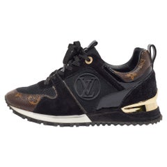 Louis Vuitton Black/Brown Monogram Canvas Mesh Run Away Low Top Sneakers Size 37