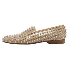 Christian Louboutin Brown Patent Rollerboy Spikes Smoking Slippers Size 37.5