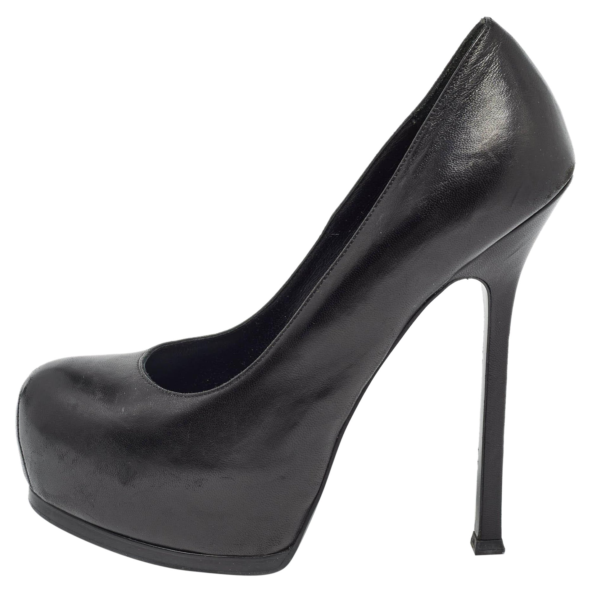 Saint Laurent Schwarze Tribtoo-Pumps aus Leder Größe 38