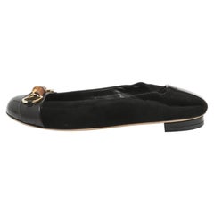 Gucci Black Suede Bamboo Accent Suede Ballet Flats Size 37