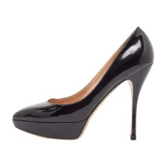 Valentino Black Patent Leather Platform Pumps Size 41