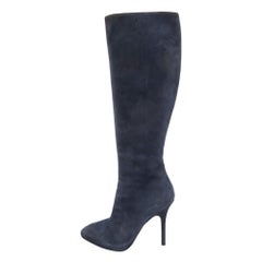 Dior Blue Suede Knee Length Boots Size 37