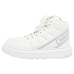 Dior White Mesh and Patent Leather D-Player High Top Sneaker Size 37.5