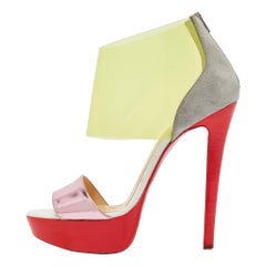 Christian Louboutin Tricolor Leather And PVC Dufoura Platform Sandals Size 36.5