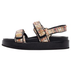 Tory Burch Multicolor Tweed and Leather Kira Sport Sandals Size 39.5