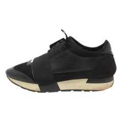 Balenciaga Zapatillas de cuero negro y malla Race Runner Talla 38