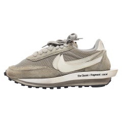 Nike x Sacai Grey /White Mesh And Suede Vaporwaffle Low Top Sneakers Size 38.5