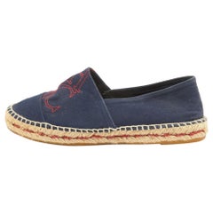 Carolina Herrera Marineblauer Espadrille-Slip-On-Loafers aus Segeltuch Größe 40