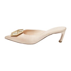 Nicholas Kirkwood Light Pink Satin Crystal Embellished Eden Mules Size 39
