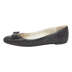 Chaussures à talons compensés en cuir perforé Vara avec nœud en dentelle, Salvatore Ferragamo, taille 40