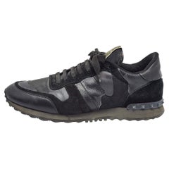 Valentino Black Suede and Leather Rockrunner Sneakers Size 45