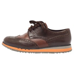 Prada Brown Leather Brogue Lace Up Derby Size 41