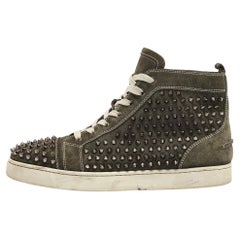 Christian Louboutin Green Suede Louis Spikes High Top Sneakers Size  44