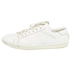 Saint Laurent White Leather Lace Up Sneakers 45