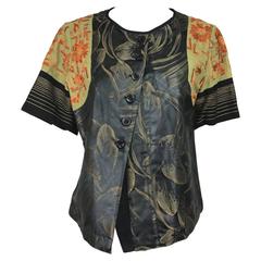 Dries Van Noten mixed fabric embroidered short sleeve jacket 40