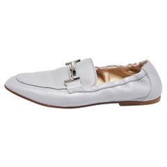 Tod's - Mocassins double T en cuir bleu 37,5