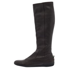 Gucci Brown Leather Knee Length Boots Size 40