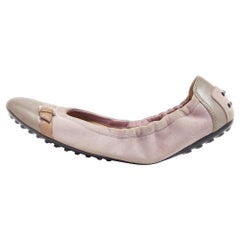 Tod's Chausssures de ballet à bout pointu en cuir et daim violet, taille 40,5