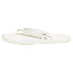 Fendi White Zucca Coated Canvas Thong Sandals Size  45