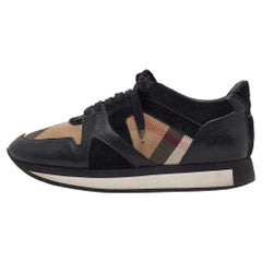 Burberry Black/Beige Supernova Canvas and Leather  Low Top Sneakers Size 38.5
