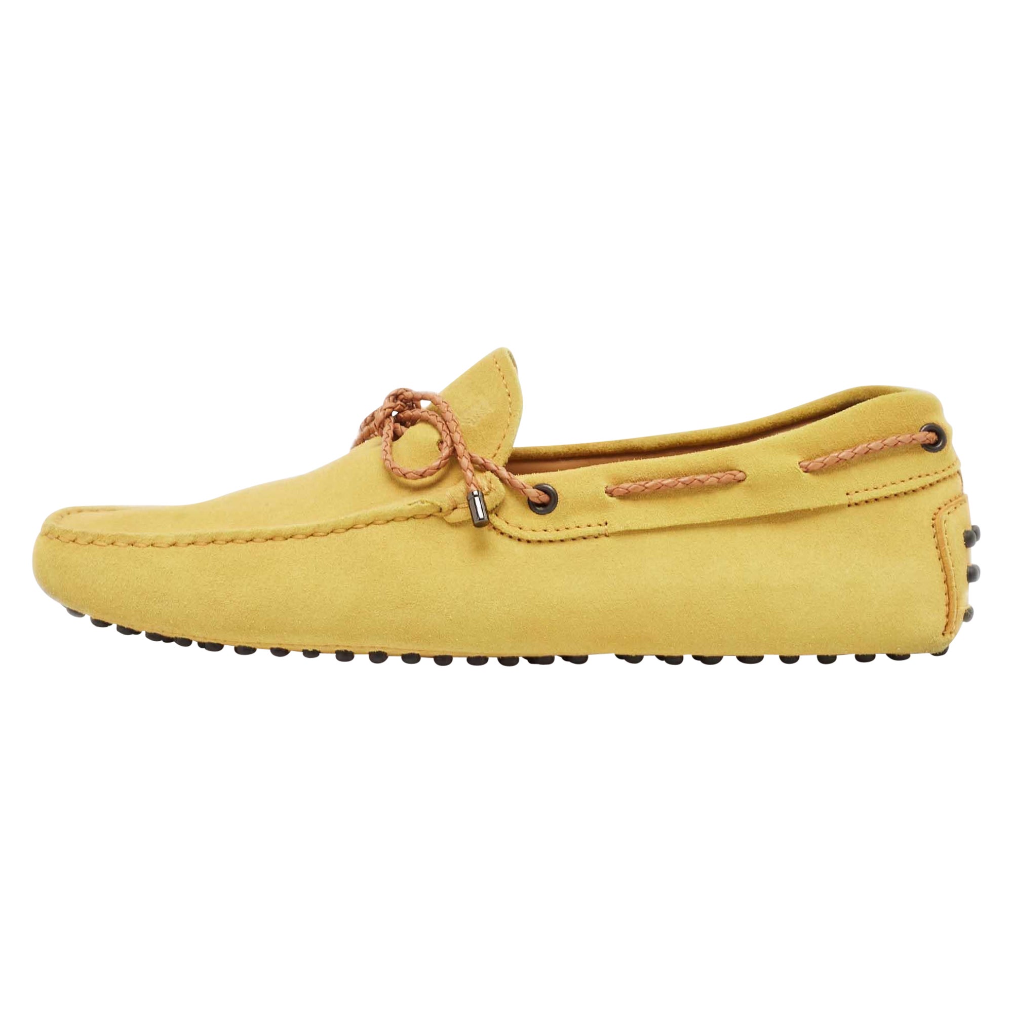 Tod's Yellow Suede Slip On Driver Loafers Size  41 For Sale