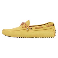 Tod's Suede Yellow Slip On Driver Loafers Size  41