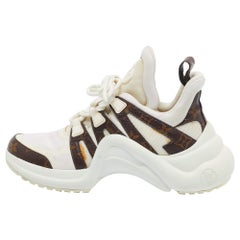Louis Vuitton White/Brown Nylon and  Leather Archlight Sneakers Size 38.5