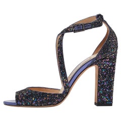 Jimmy Choo Sandali Carrie viola con glitter grossolani misura 40