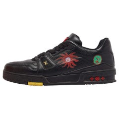 Louis Vuitton x Yayoi Kusama Black Leather LV Trainer Sneakers Size 41.5