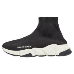 Balenciaga Black Knit Fabric Speed High Top Sneakers Size 38