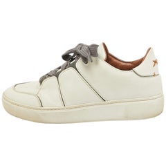 Ermenegildo Zegna White Leather Tiziano Lace Up Sneakers Size 41