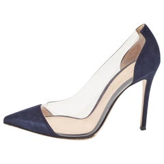 Gianvito Rossi escarpins à bout pointu en daim bleu et plexiglas PVC 39