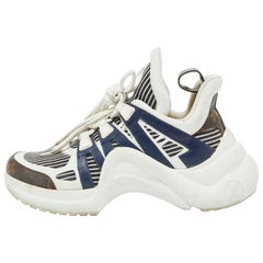 Louis Vuitton White/Brown Monogram Nylon & Leather Archlight Sneakers Size 38.5