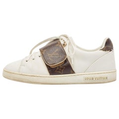 Louis Vuitton White/Brown Monogram Canvas and Leather Frontrow Sneakers Size 36