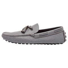 Louis Vuitton Grey Leather Slip On Loafers Size 41