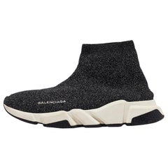 Balenciaga Zapatillas con cordones Speed Trainer de tejido de punto negro/plata talla 42