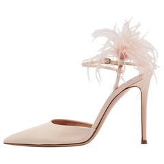 Gianvito Rossi Pink Feather and Patent Leather D'orsay Pumps Size 38