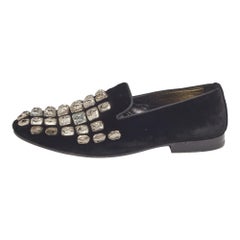 Roberto Cavalli - Mocassins en velours noir avec ornements Taille 40
